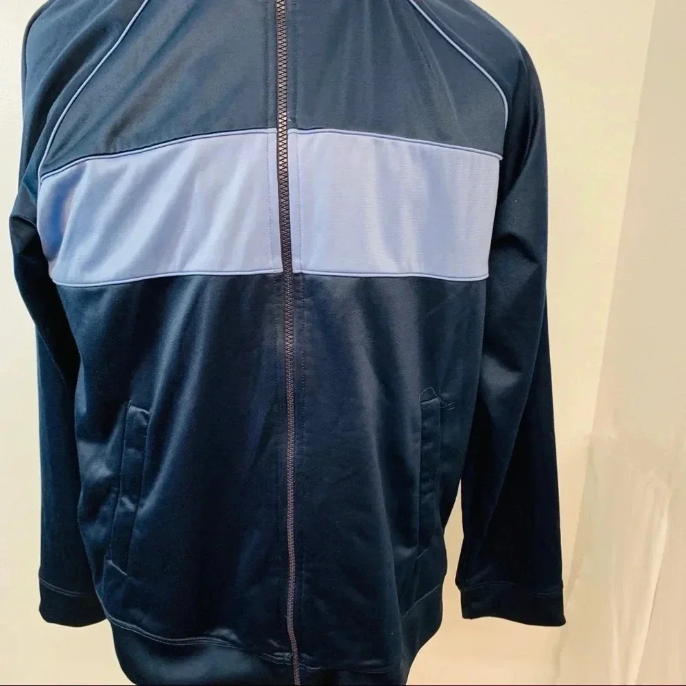 Banana Republic Men Sweatshirt XL Full Zip Blue Color Block Fleece Lined Pockets